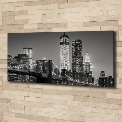 Manhattan By Night - Wrapped Canvas Print