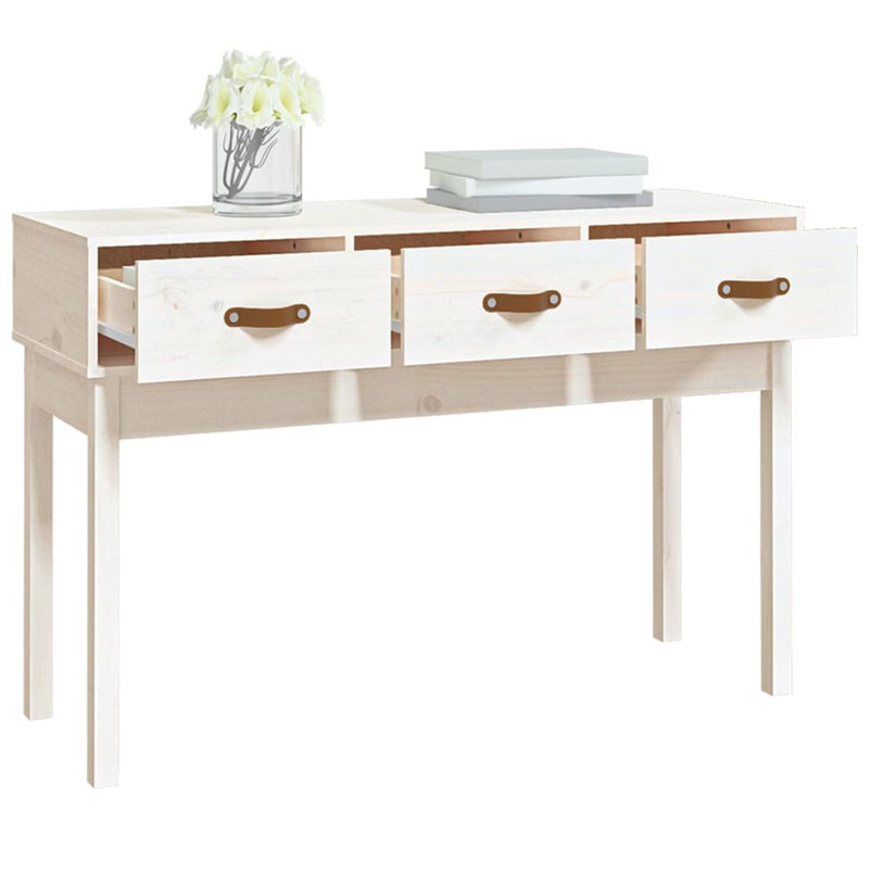 Kaeli Solid Wood Console Table, White, 75 cm H x 114 cm W x 40 cm D