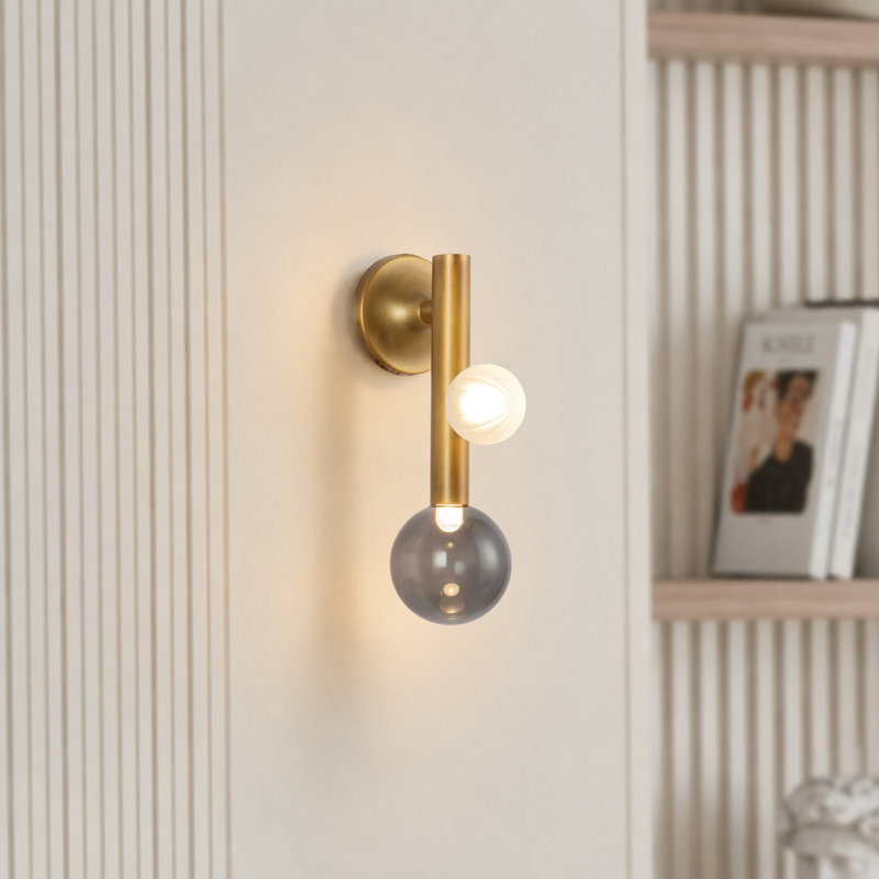 Martinez 1 - Light Armed Sconce, Vintage Brass/Smoked Glass