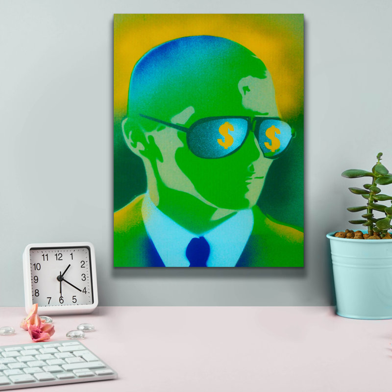 «Dollar Bills Green» par Abstract Graffiti, H 16 po x l 12 po x P 0,75 po