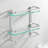 2 Tier 15.7-Inch Bathroom Tempered Glass Shelf  Storage Glass Shelf Rectangular With Bar Aluminum