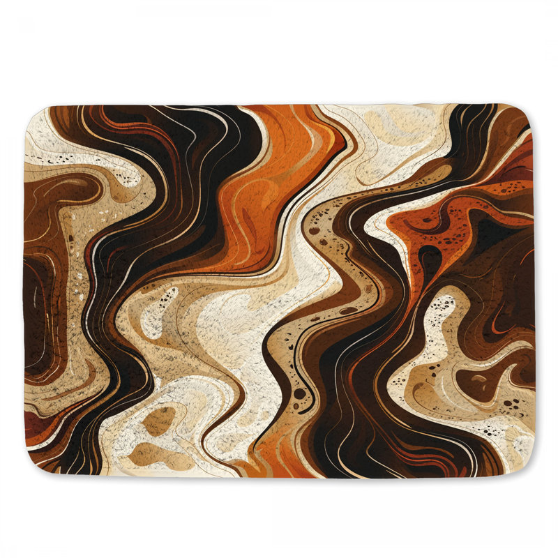 Tapis de bain marbré abstrait contemporain pour salle de bain, L 21 po x L 34 po