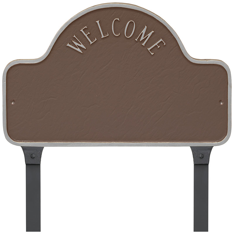 Lexington Welcome 3-Line Lawn Address Sign, Sand/Silver, Yes