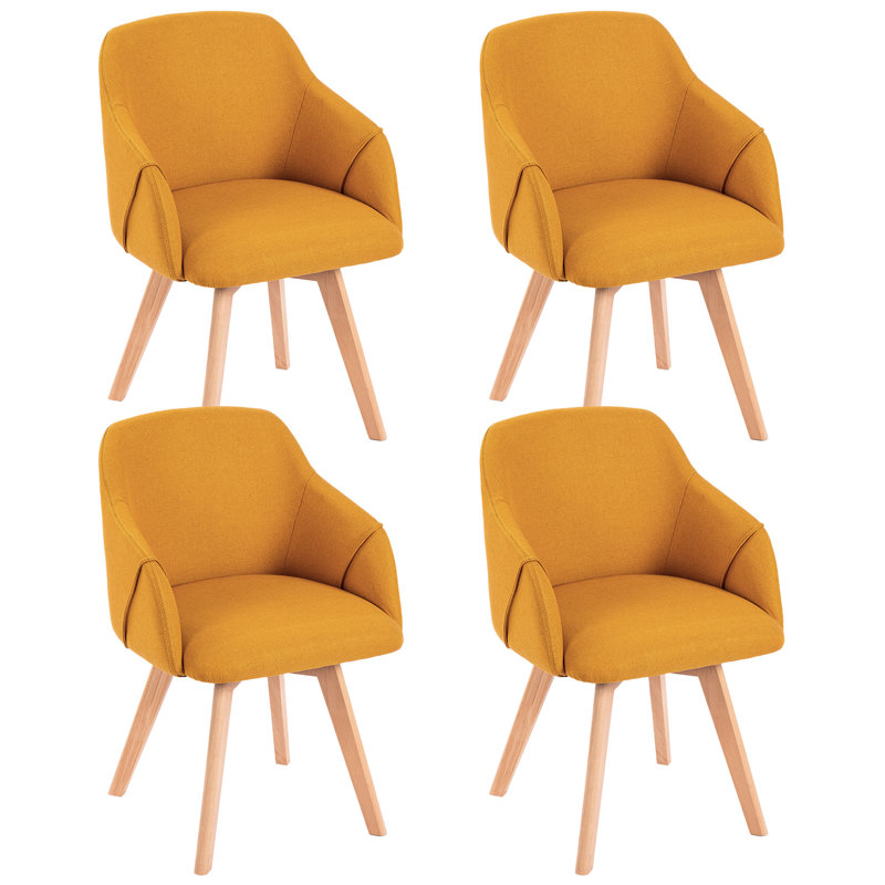 Swivel Linen Modern Upholstered Back Dining & Side Chair, Yellow