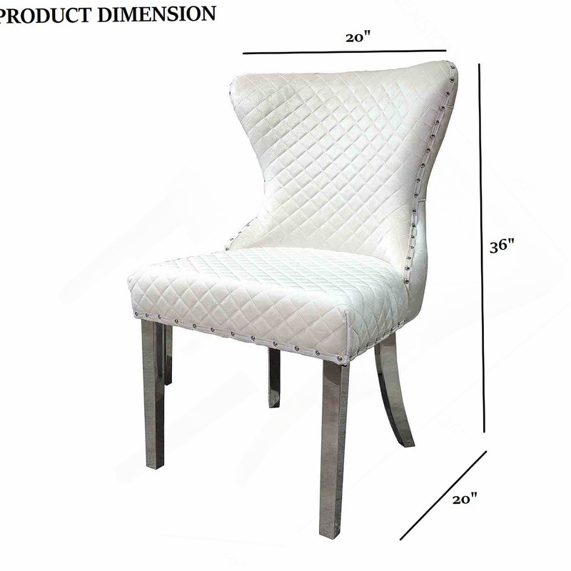 Chaise de salle à manger 2 pièces Glam Style, Argent argent, Argent argent