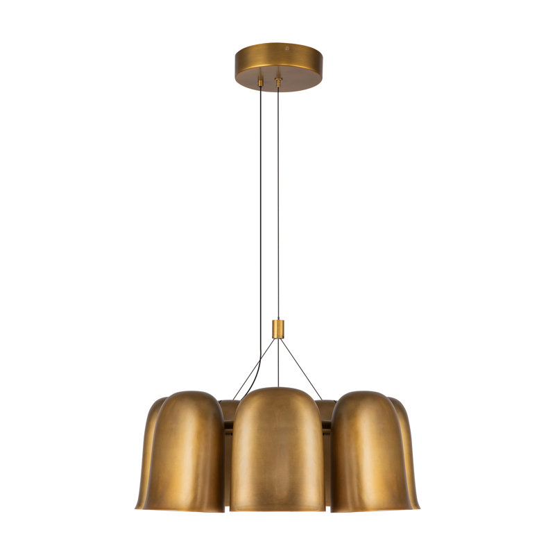 Bell 20-In Chandelier, Brass, Vintage Brass