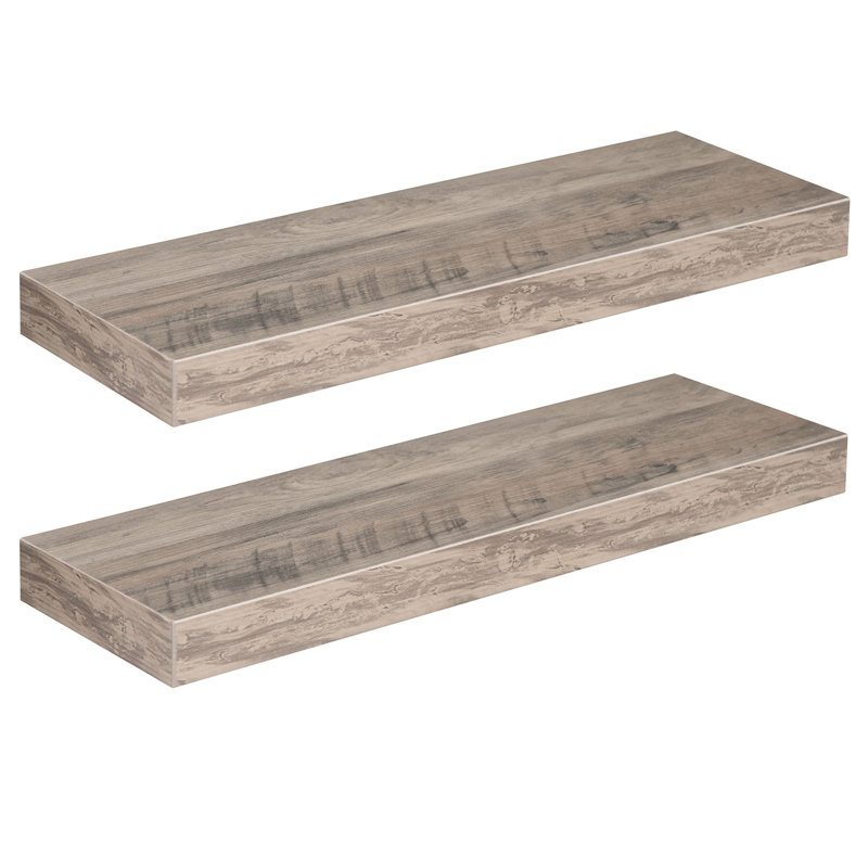 Kayleah 2 Piece Floating Shelf, 1.5" H x 23.6" W x 7.9" D, Greige