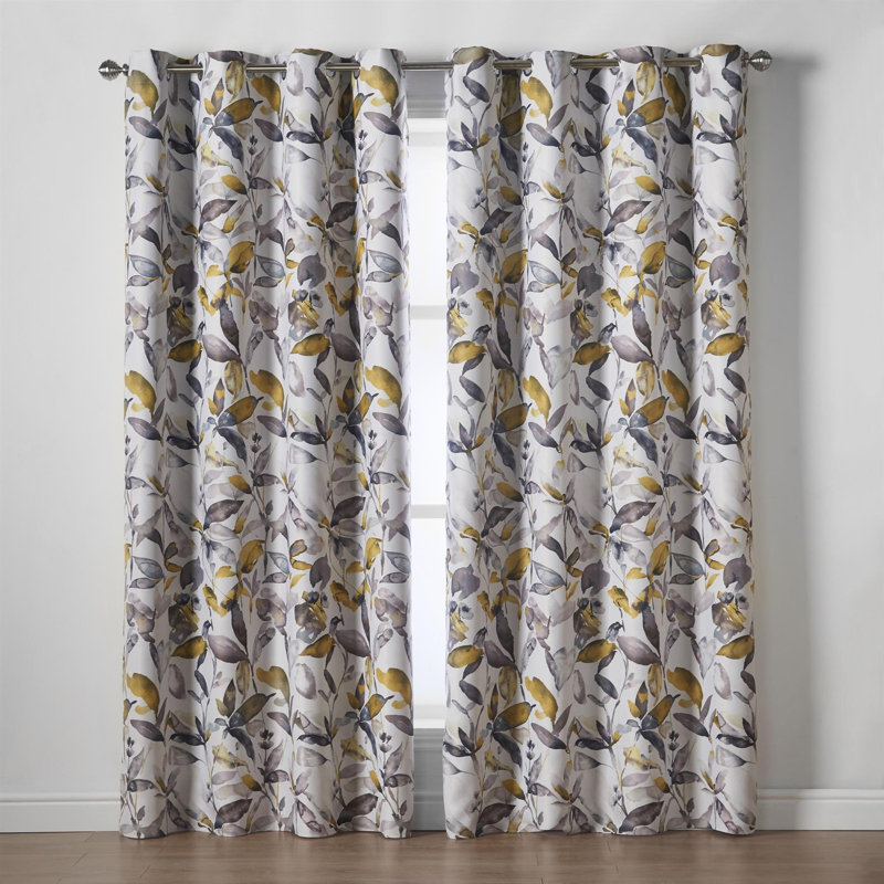 Kanab Giverny Room Darkening Eyelet Curtains, Ochre, 229cm Width x 274cm Drop