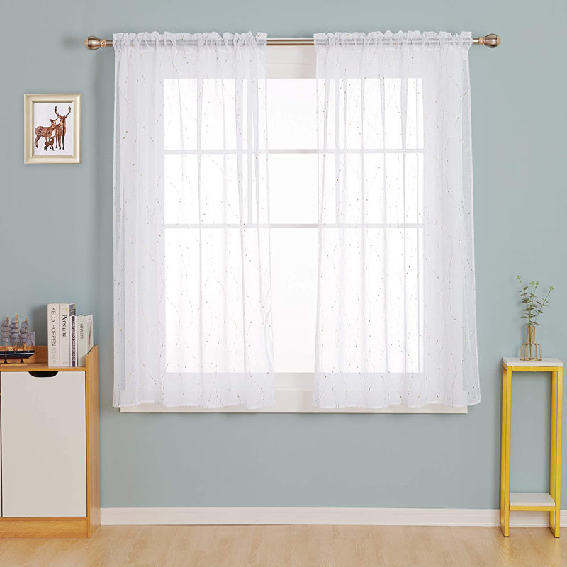 Rideau en polyester, L 52 po x L 54 po, Argent