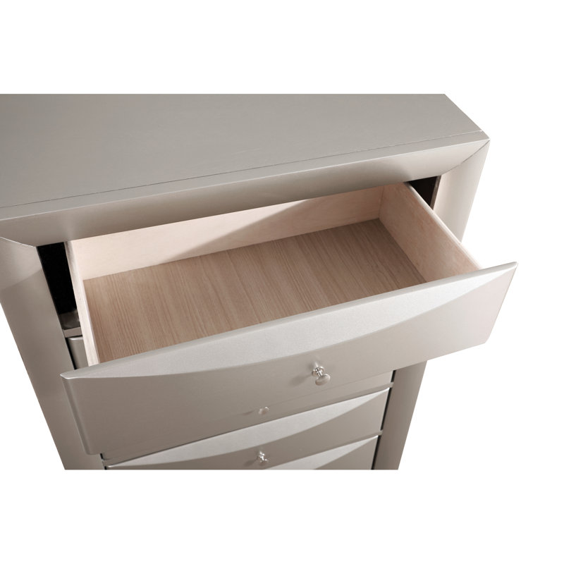 Commode de chambre à coucher en champagne: G1503 avec résine biseautée et construction solide