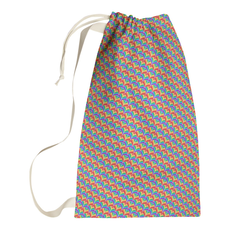 Sac à linge en arc-en-ciel pastel, Petit (H 64 po x l 20 po x P 1,5 po), Indigo / orange