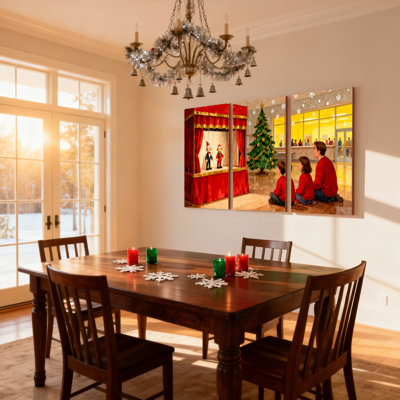 «Christmas Christmas Puppet Show», ensemble de 3 reproductions d'art sur toile