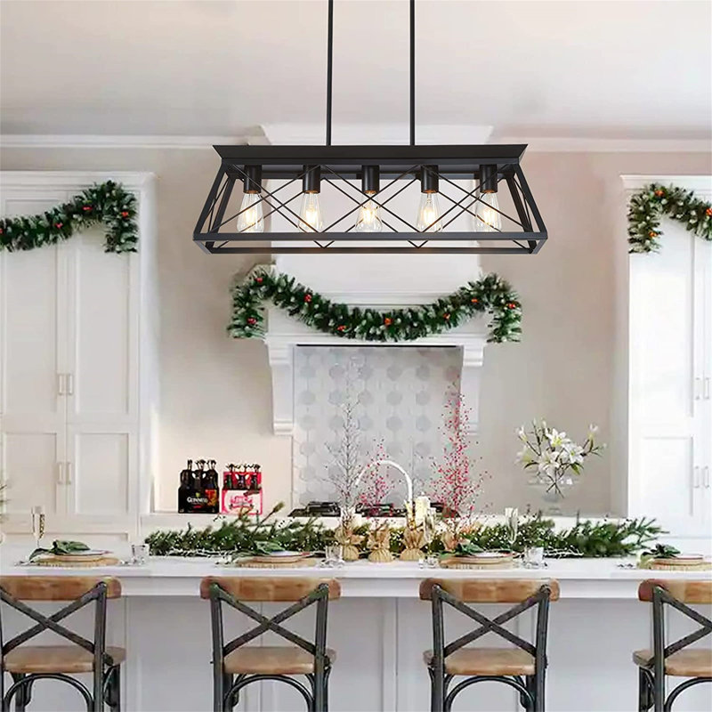 Deizel 5-Light Metal Linear Pendant, Black