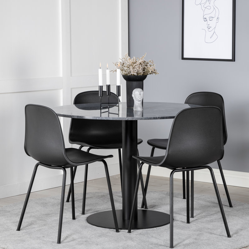 Roth 4 - Person Dining Set, Grey, Black