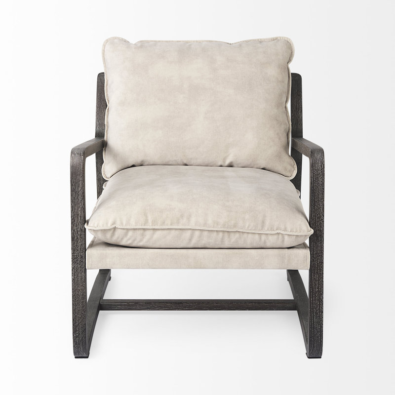 Fauteuil Windy de 86,61 cm de large, Polyester crème, gris