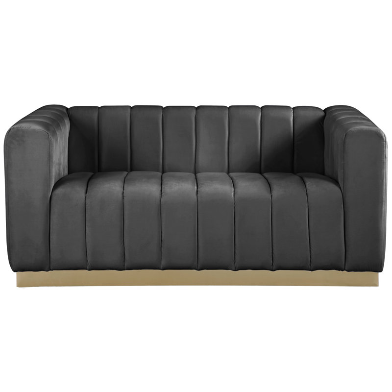 Tyneside 62.5'' Velvet Loveseat, Grey Velvet