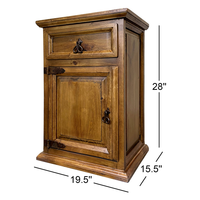 Syn 19.5'' W Solid Wood Nightstand, Dark Brown