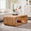 Table basse en forme d'hippodrome avec rangement ouvert, finition bois clair
