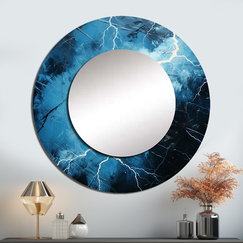 Tempête orageuse orageuse - miroir unique éclair, 36 po x 36 po, Rond