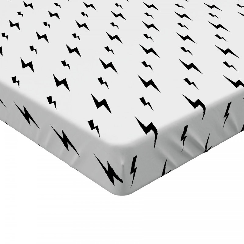 Microfiber Fitted Sheet, Queen Fitted Sheet, White, Zig Zag