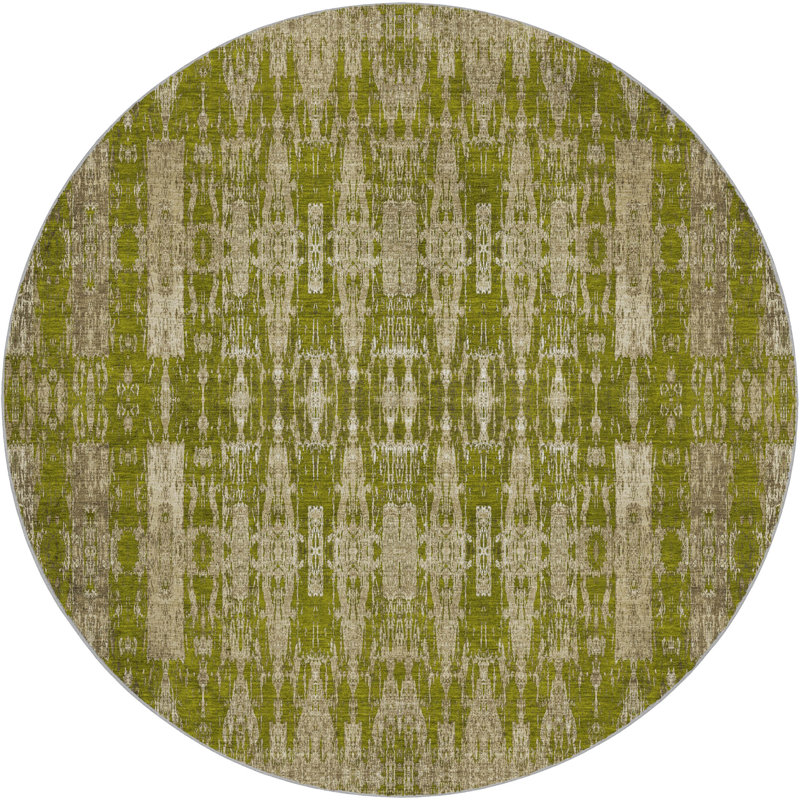 Tapis marocain de qualité supérieure lavable à la machine Dream Shag ADS580, Olive, 8' Round