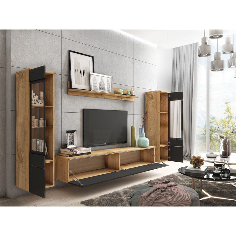 Cozine Unfinished Entertainment Centre for TVs up to 78", Wotan/Black