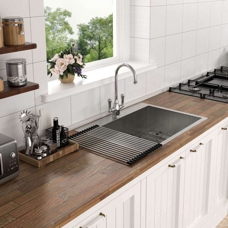 25X22x9 Inch Kitchen Sink Drop In 16 Gauge Stainless Steel 25" Single Bowl Topmount Kitchen Sink Basin