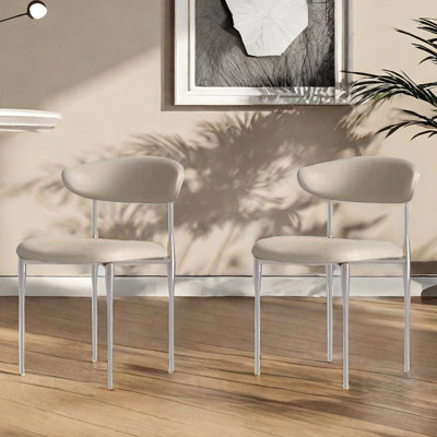 Chaise de salle à manger de style crème avec pieds en métal