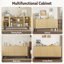 Buffet cannelé multifonctionnel de style bûche de 63 po - tablettes réglables, pour la salle à manger / salon / chambre à coucher