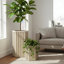 Pot à fleurs en bois de frêne brun clair en aluminium, colonne hexagonale lg, ouverture de drainage prédécoupée, finition ton bois, profondeur réglable, 16,09 po de profondeur, 14,41 de largeur, 30,06 de hauteur, 26,61 lb-861184873-861184876