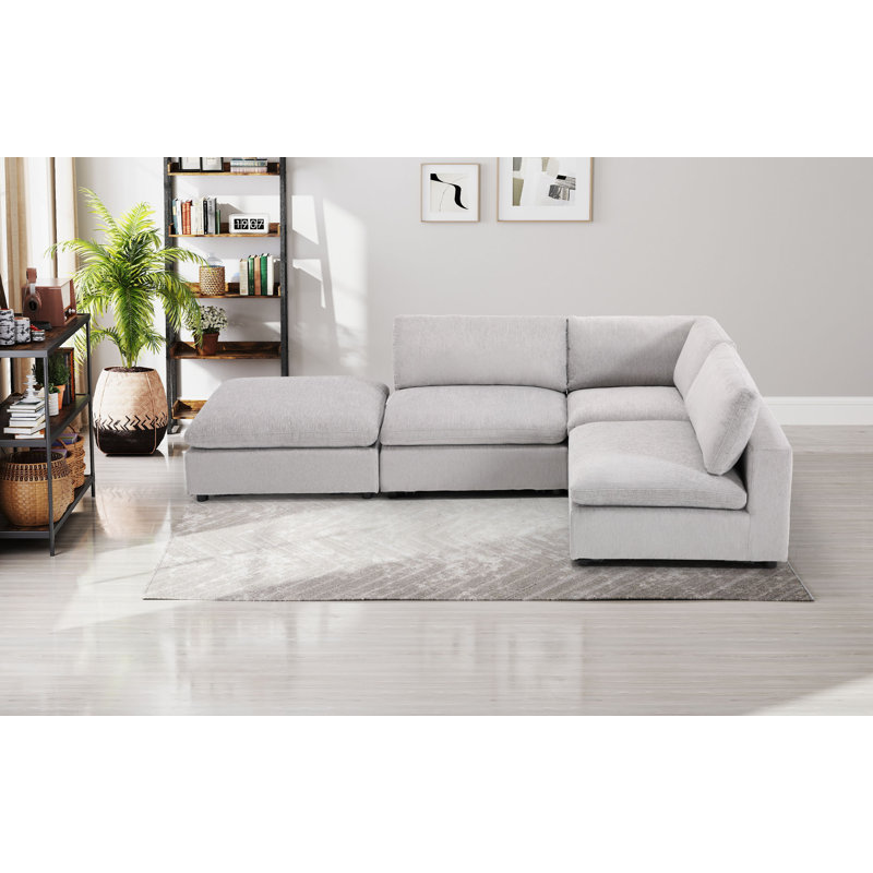 Canapé modulaire rembourré avec repose-pieds 4 pièces Nuccio