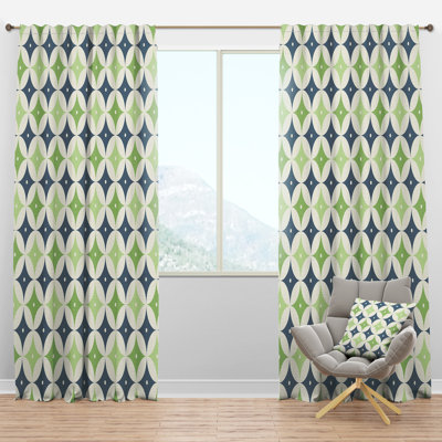 Retro Geometric Design V - Mid-Century Velvet Curtain - Room darkening - 1 panel