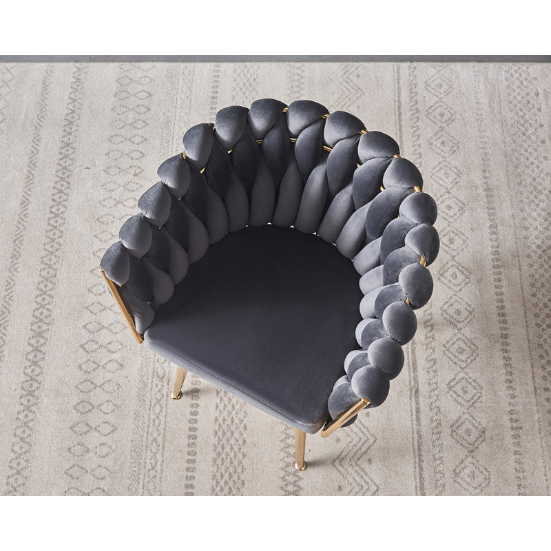 Abdurrahim Velvet Dining Chair - Ergonomic Tufted Back and Metal Legs - Button Back Armchair for Dining Room Living Room Restaurants