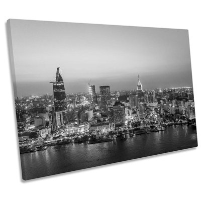 Ho Chi Minh Vietnam B&W Framed - Wrapped Canvas Print