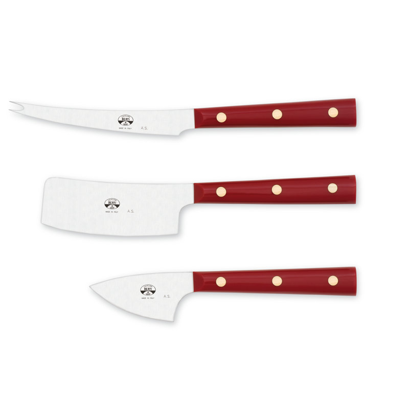 La Ceremonia Del Formaggi 3-Pc Cheese Knife Set, Red