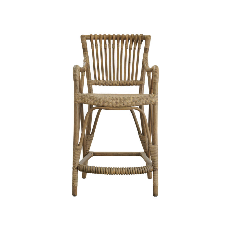 Blues Rattan Counter Stool, Antique