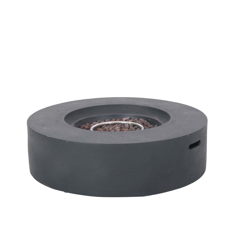 Lightweight Concrete Outdoor Circular Fire Pit, 50,000 Btu (Tank Cover Not Included), Dark Gray