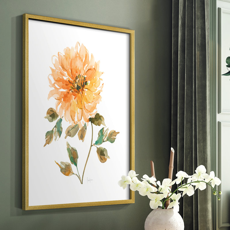 Bright Botanical I, reproduction encadrée - bois massif, Or, H 10 po x l 8 po