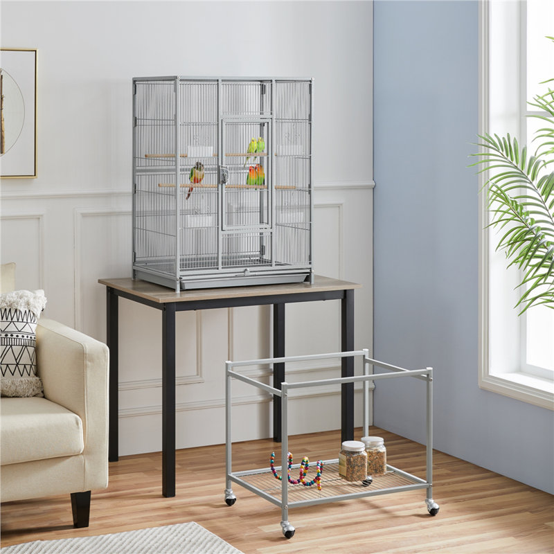 Cage à oiseaux avec roues 53,5 po Setzer, Noir