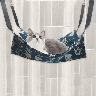 Reversible Pet Hammock 10.6x10.6x0.4in Hanging Cage Bed With Straps Hooks For Small Pets, Multicolor