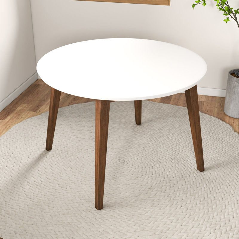 Table de salle à manger en bois massif d'eucalyptus 43,5 po Bannie, Blanc