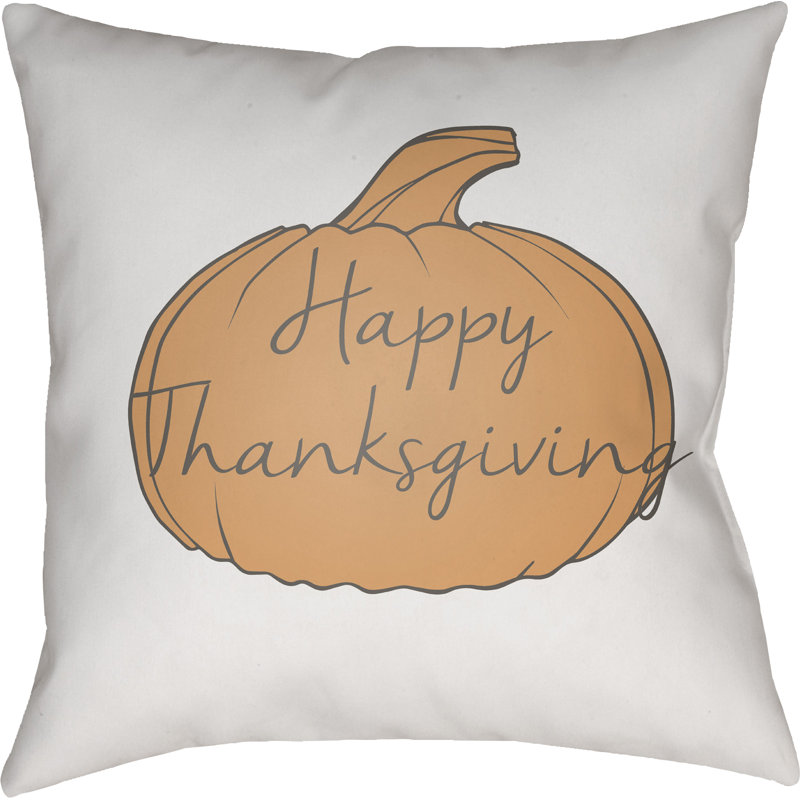 Reversible Throw Pillow, 18" H x 18" W x 4" D, Orange/Gray