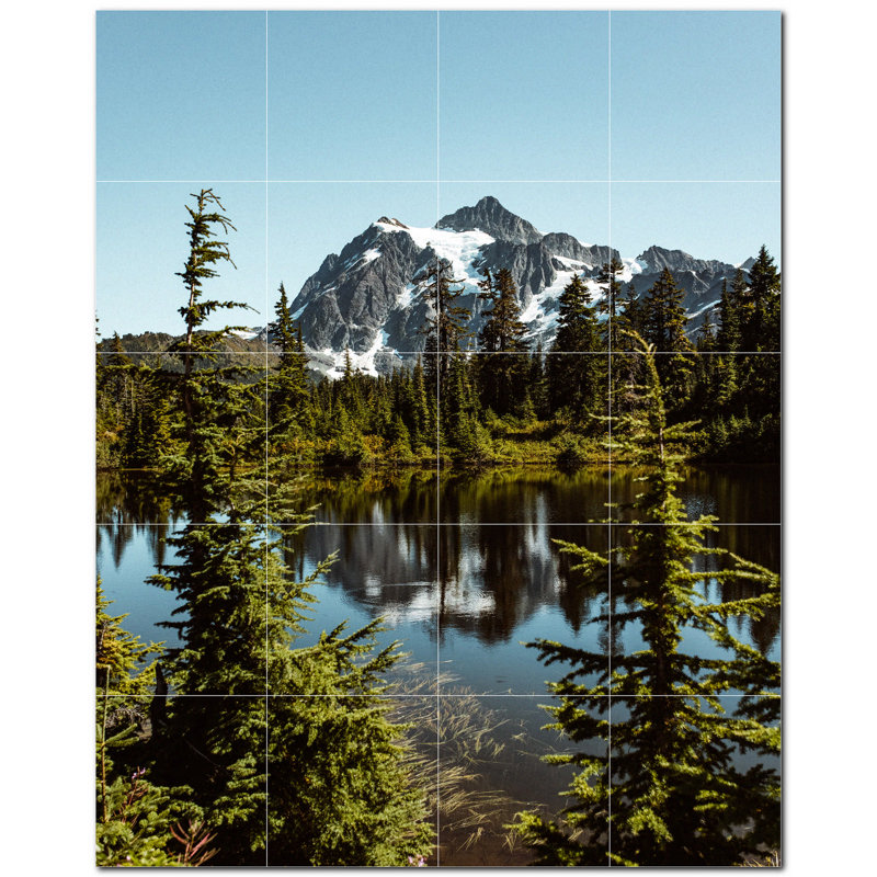 Mountains Photo 8'' x 8'' Satin Ceramic Decorative Mural