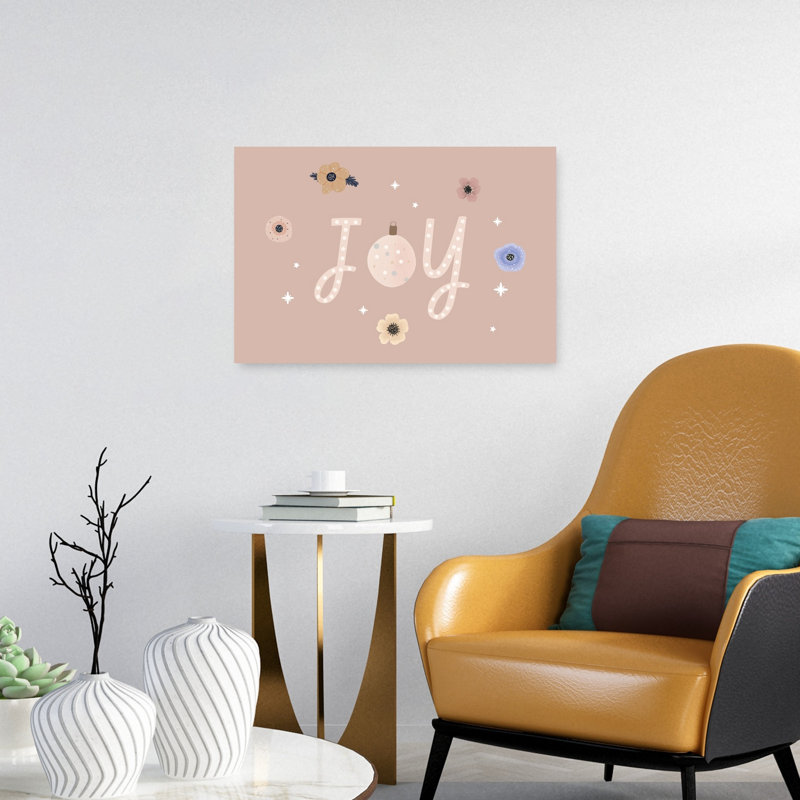Pastel Christmas Joy Delicate Whimsical Abstract Winter Flower Wall Art Print 1 Piece Wrapped Canvas Wall Art