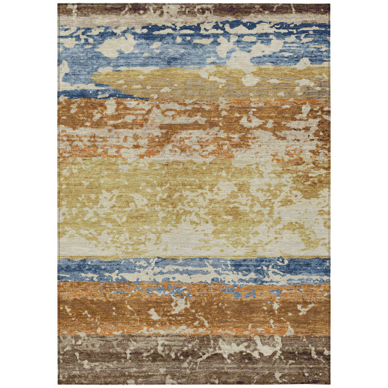 Machine Washable Indoor/Outdoor Lanphear ACN2398 Stripes Rug, Rectangle 2'6" x 3'10"