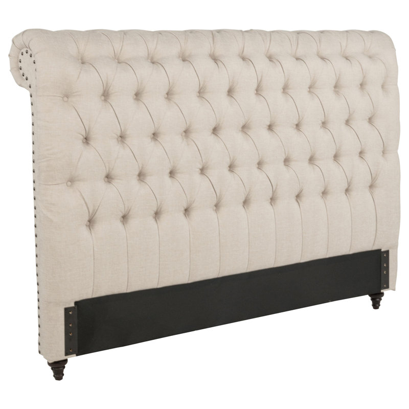 Tête de lit capitonnée beige Devon, Très grand