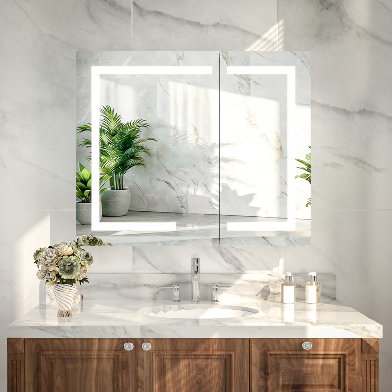 Armoire à miroir en plastique 30 "à DEL H Smart Lighting, H 30 po x l 36 po