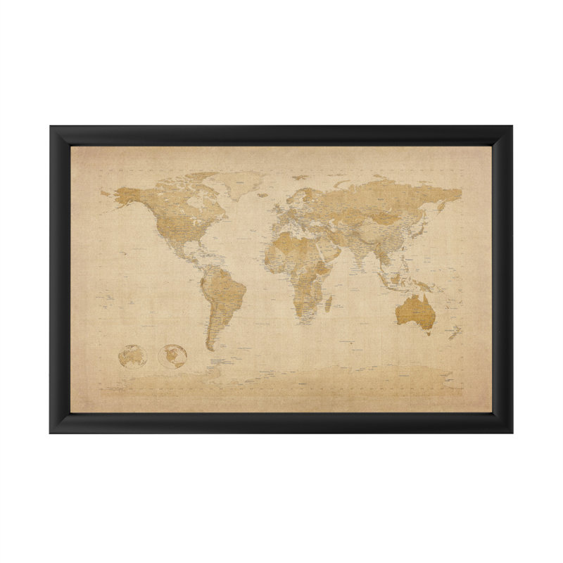 Carte du monde antique par Michael Tompsett, reproduction d’art sur cadre en acrylique
