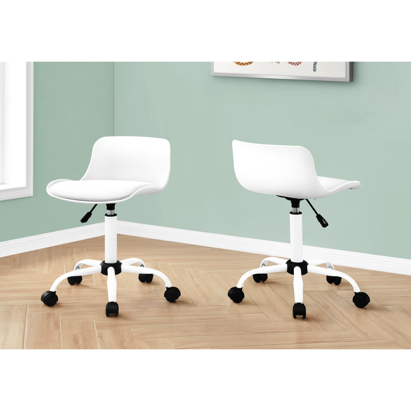 Siège de bureau moderne - Ergonomique, réglable et pivotant, en similicuir blanc, pivotant à 360°, pour jeunes, hauteur réglable, structure en métal