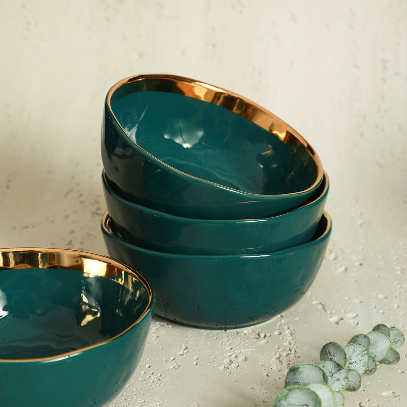Stone Lain Florian 32-Piece Dinnerware Set Porcelain, Green